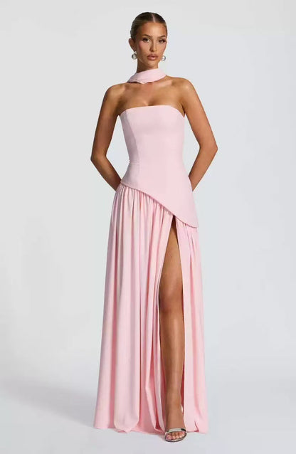 Wedding Guest Maxi Dress with Leg Split for Women-Jivoca