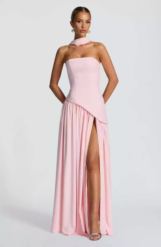Wedding Guest Maxi Dress with Leg Split for Women-Jivoca