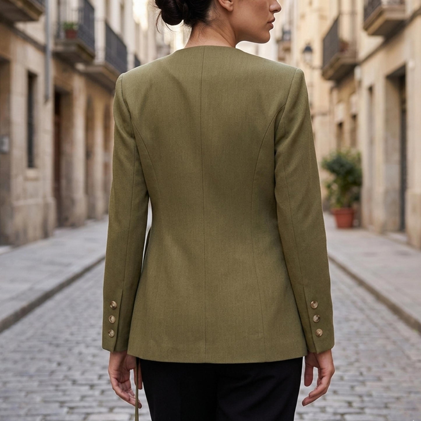 Women's Asymmetrical Wrap Style Blazer With Strap-Jivoca