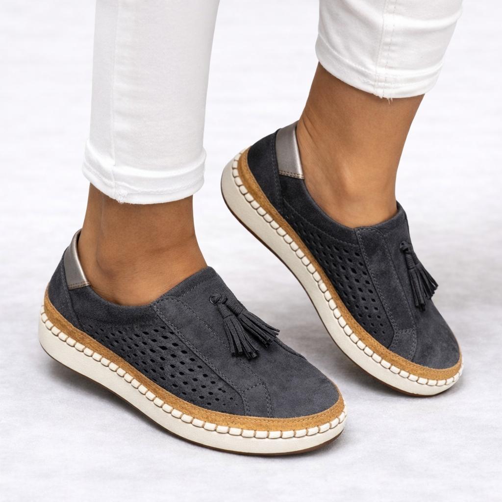 Women's Comfort Slip-On Shoes with Cushioned Footbed and Tassel Detail-Jivoca