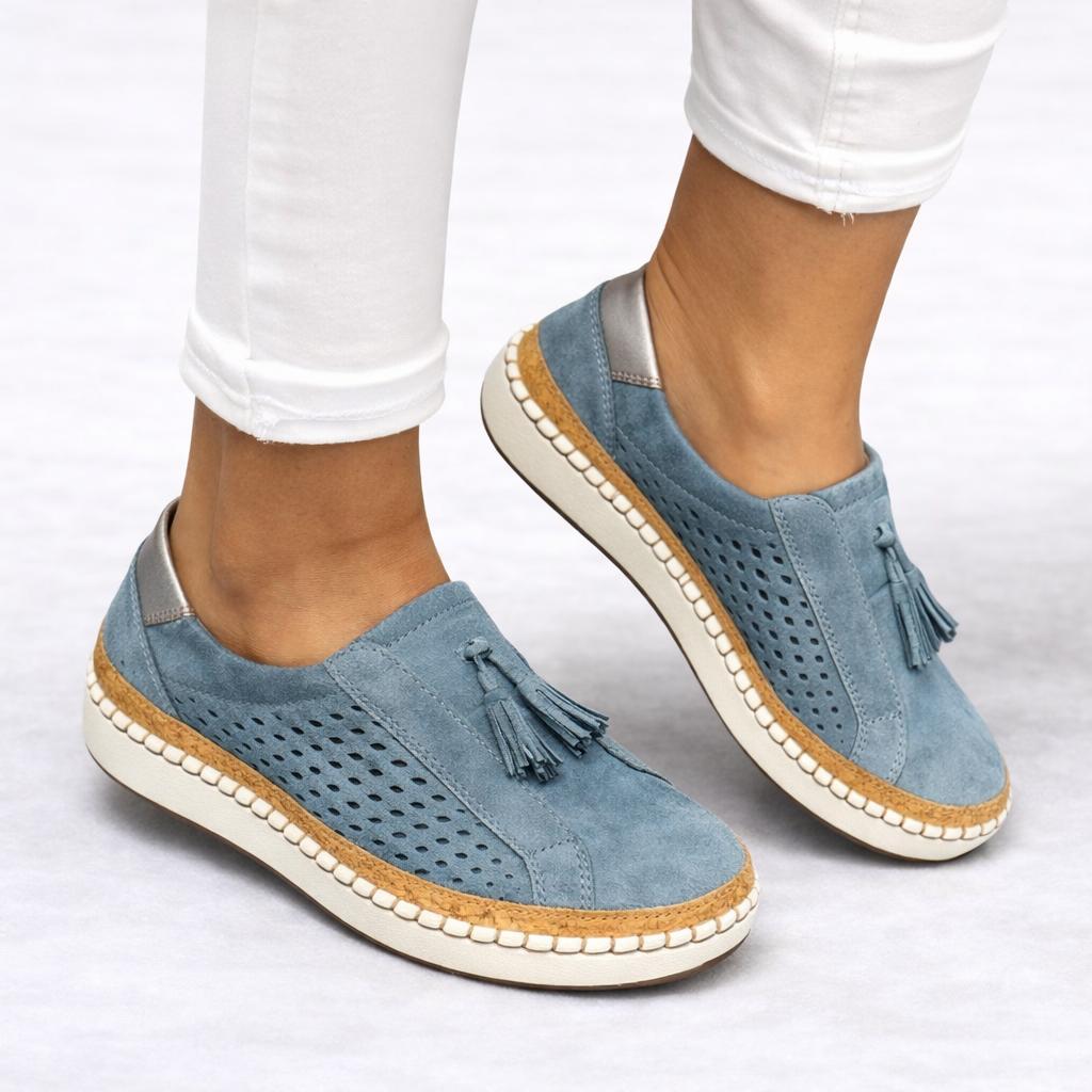 Women's Comfort Slip-On Shoes with Cushioned Footbed and Tassel Detail-Jivoca