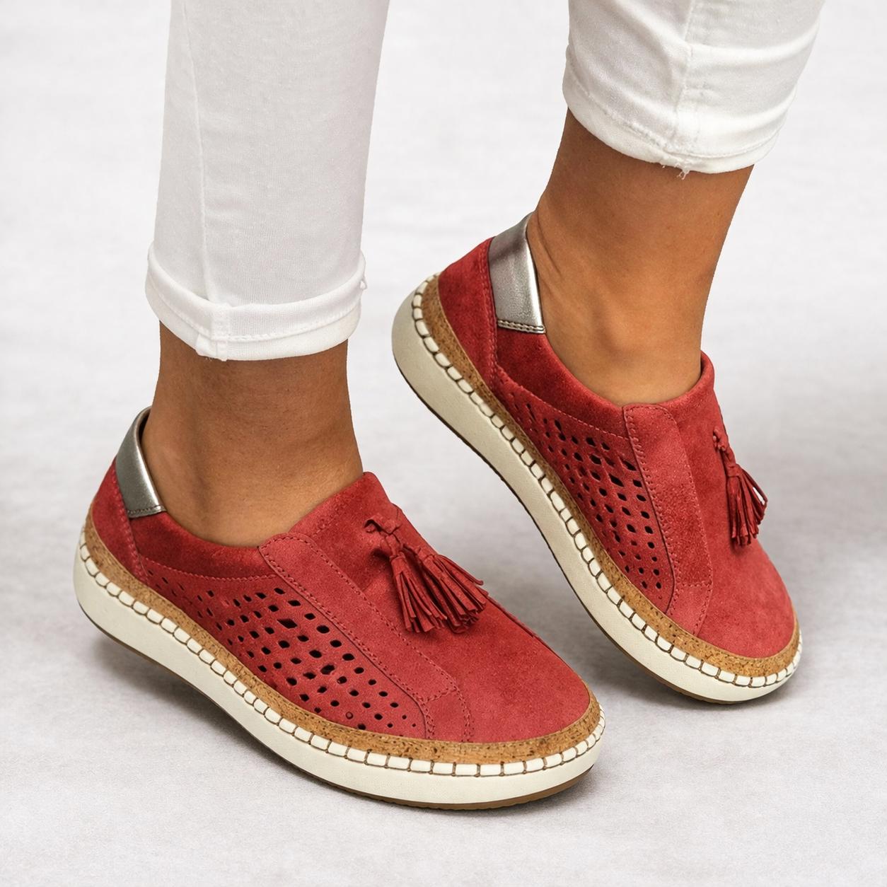 Women's Comfort Slip-On Shoes with Cushioned Footbed and Tassel Detail-Jivoca