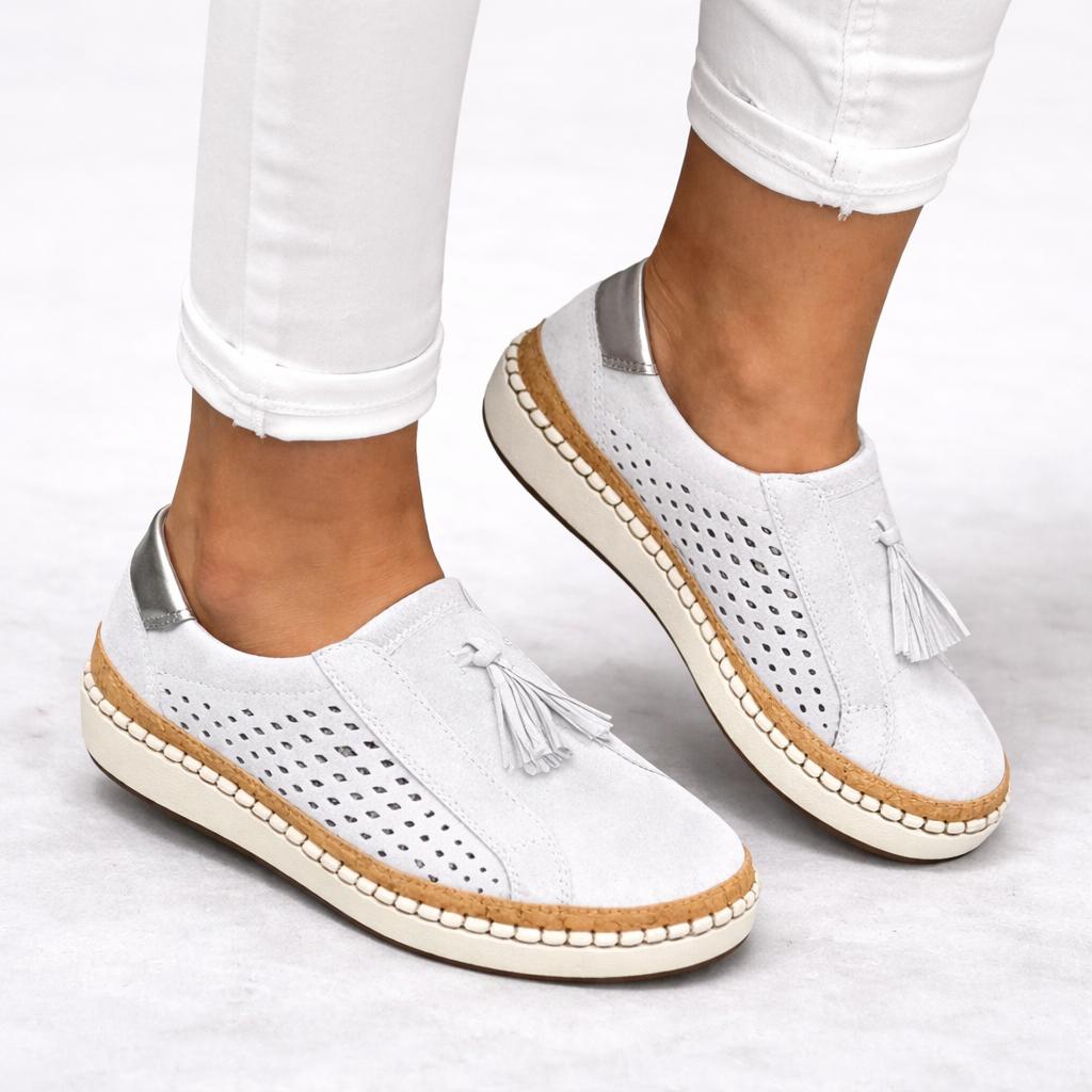 Women's Comfort Slip-On Shoes with Cushioned Footbed and Tassel Detail-Jivoca