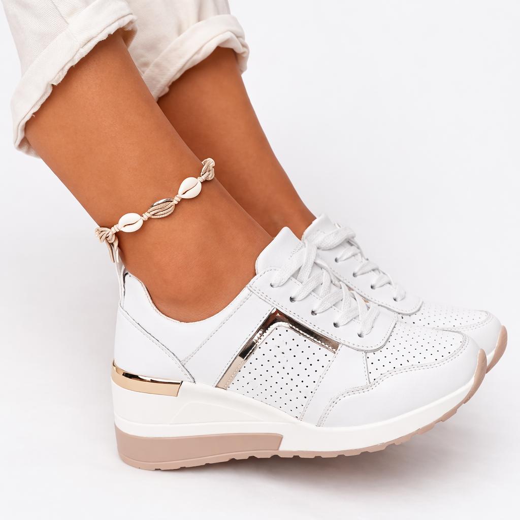 Women's Cushioned Wedge Shoes with Perforated Design-Jivoca