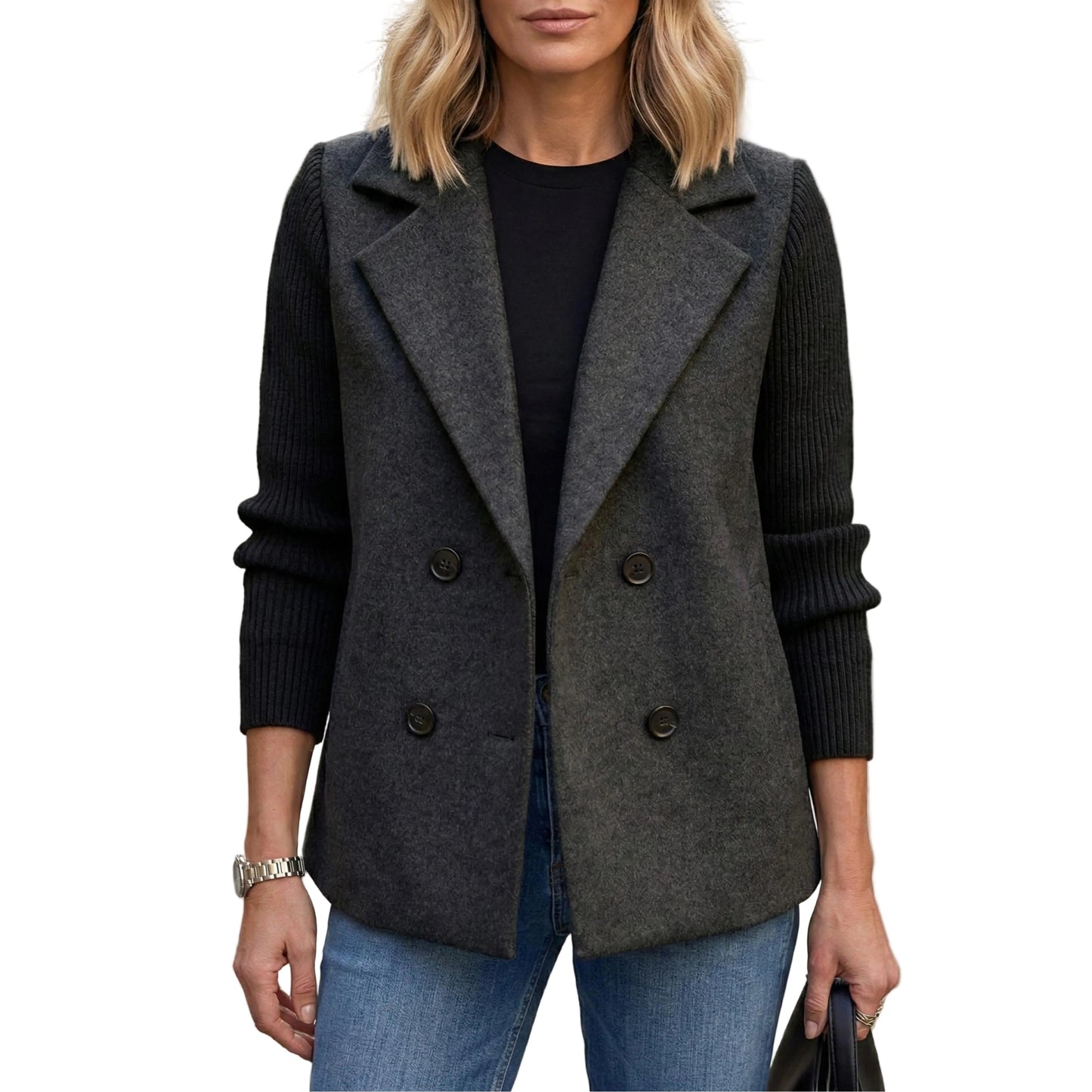 Women's Double-Breasted Blazer Style Jacket-Jivoca