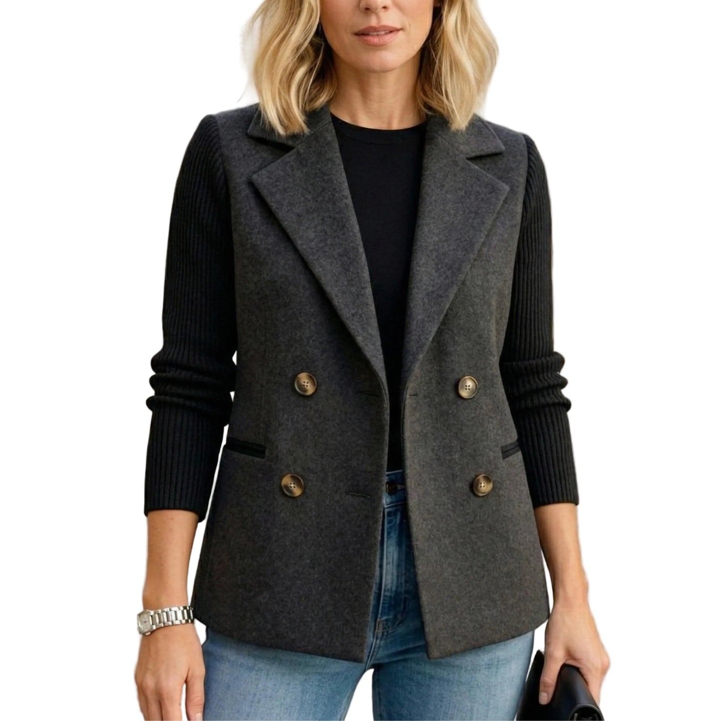 Women's Double-Breasted Blazer Style Jacket-Jivoca
