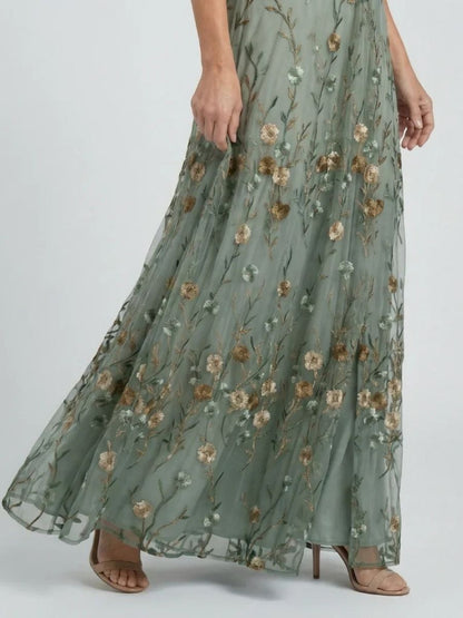 Women's Floral Print Halter Maxi Dress-Jivoca