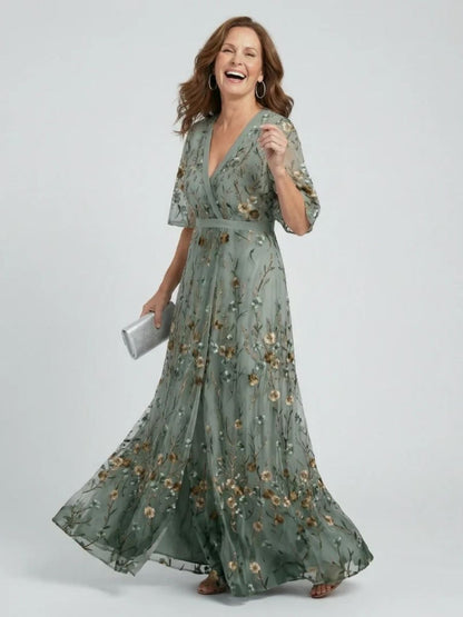 Women's Floral Print Halter Maxi Dress-Jivoca