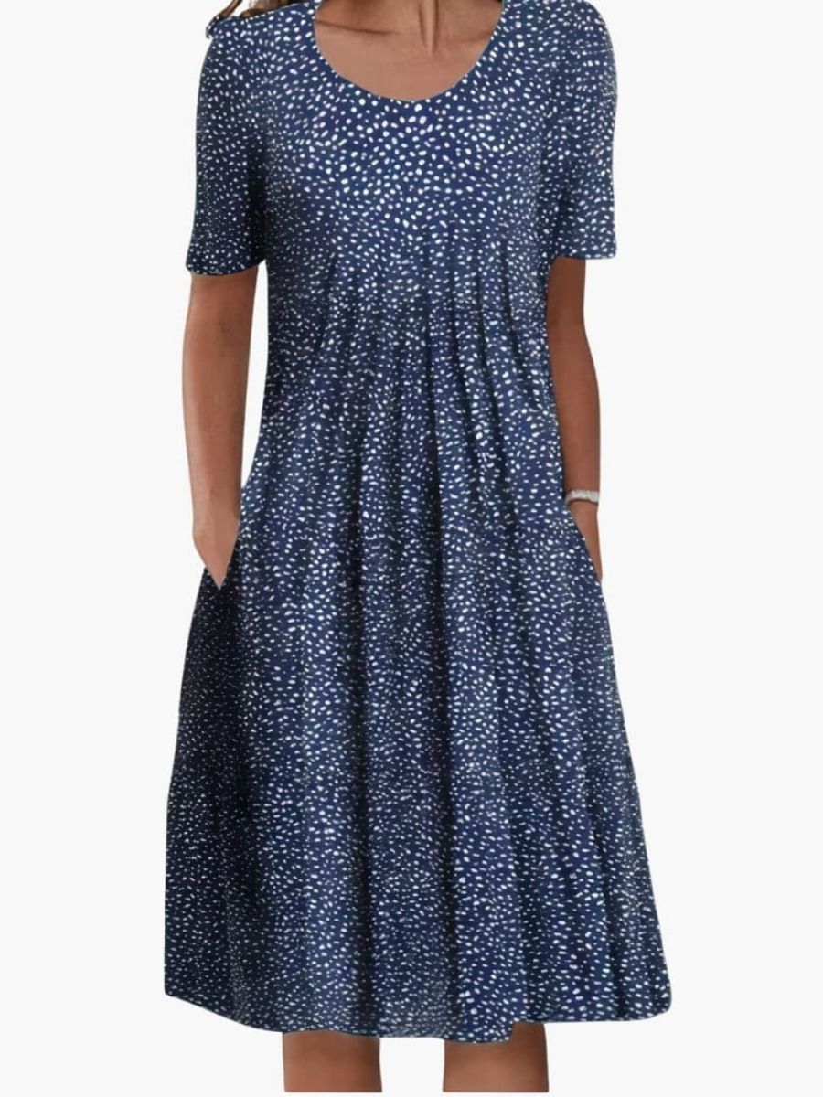 Women's Floral Print Summer Midi Dress With Ruffle Hem and Side Pockets-Jivoca