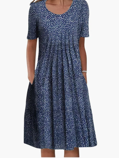 Women's Floral Print Summer Midi Dress With Ruffle Hem and Side Pockets-Jivoca
