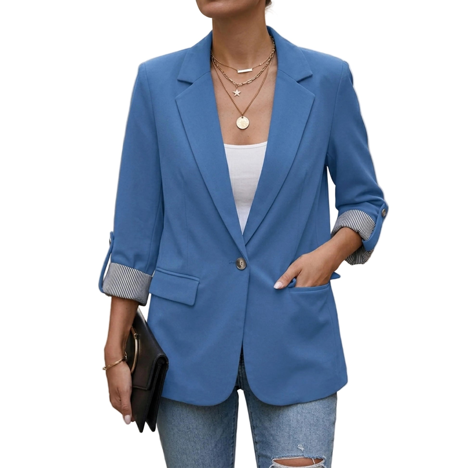 Women's Long Sleeve Open Front Office Blazer-Jivoca