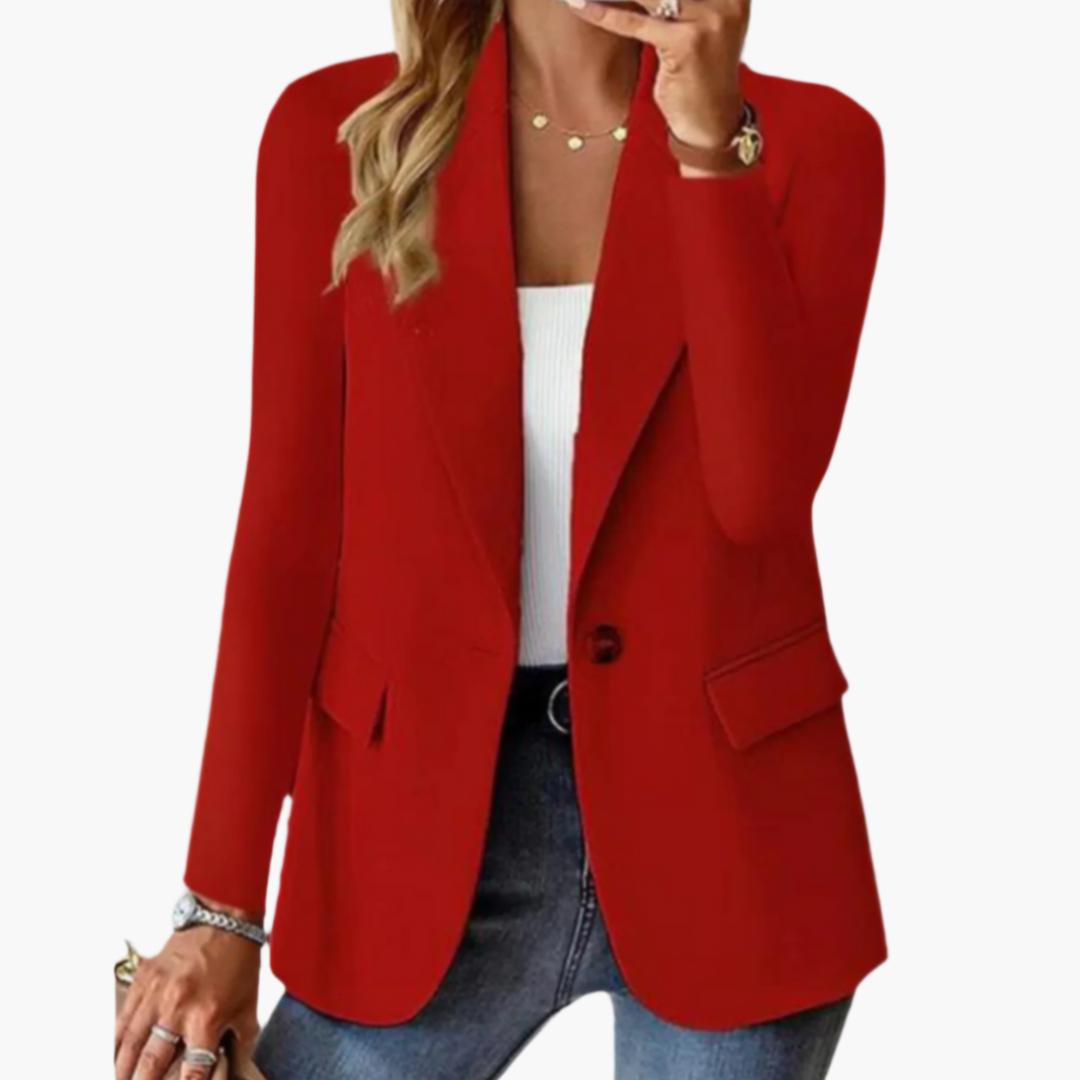 Women's Notch Lapel Single Button Blazer-Jivoca