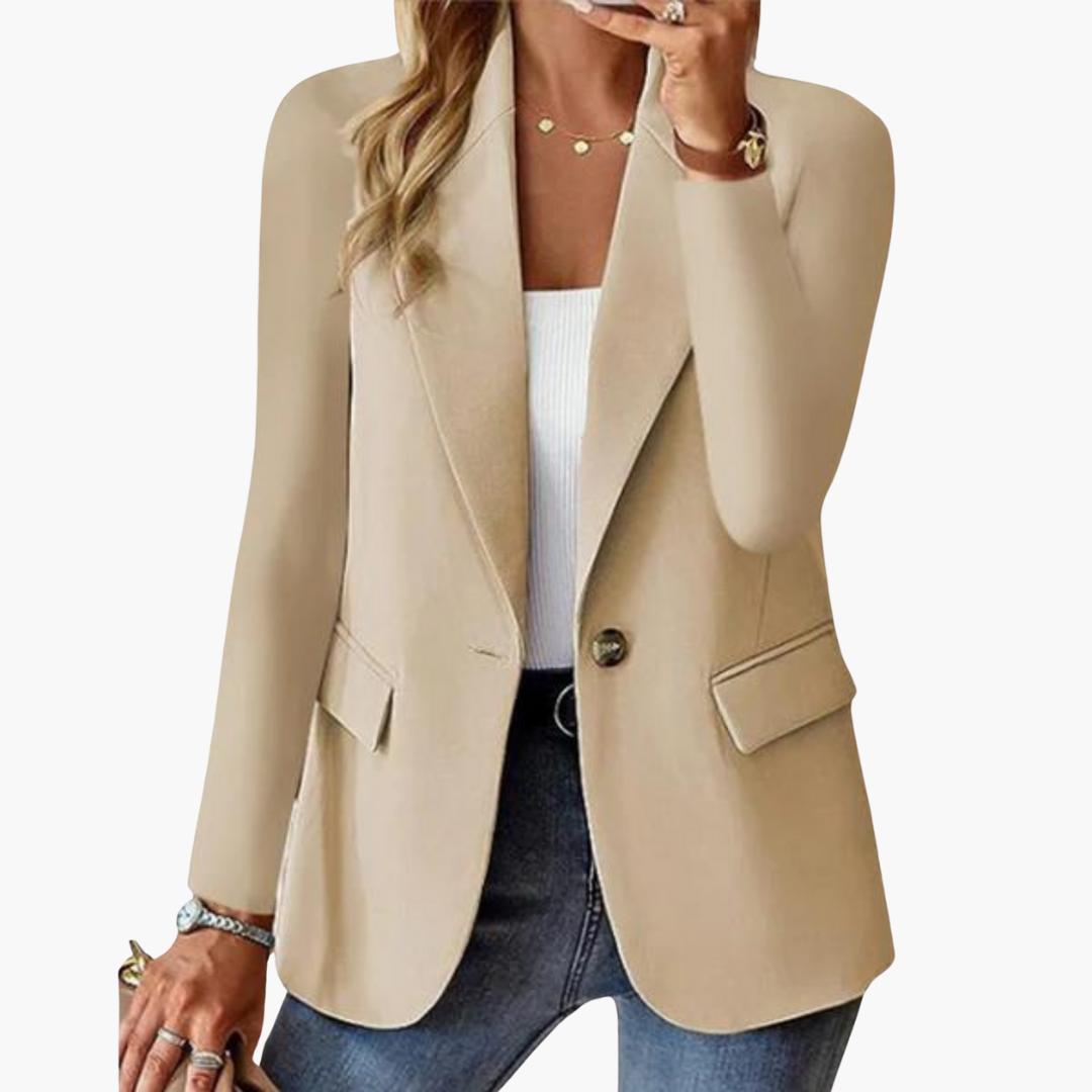 Women's Notch Lapel Single Button Blazer-Jivoca