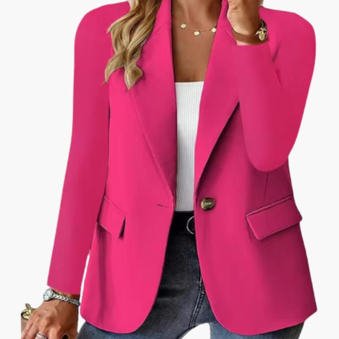 Women's Notch Lapel Single Button Blazer-Jivoca