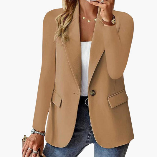 Women's Notch Lapel Single Button Blazer-Jivoca