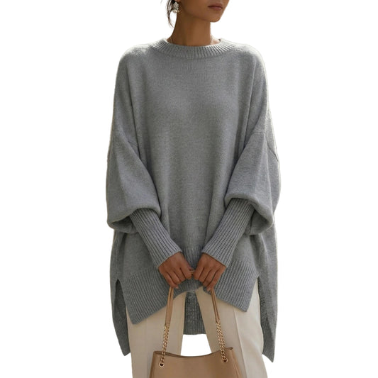 Women's Oversized Knit Sweater With Round Neck-Jivoca