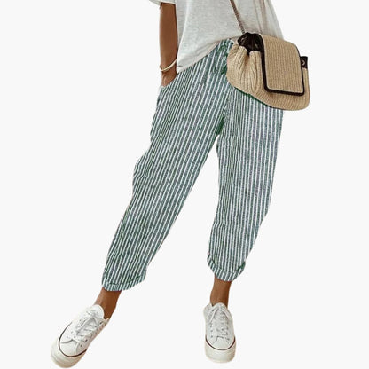 Women's Relaxed Fit Summer Trousers With Drawstring Waist-Jivoca
