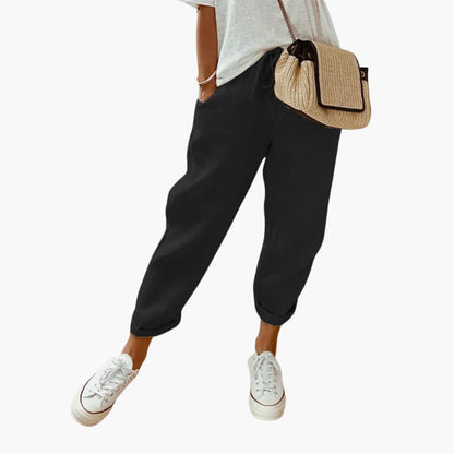 Women's Relaxed Fit Summer Trousers With Drawstring Waist-Jivoca