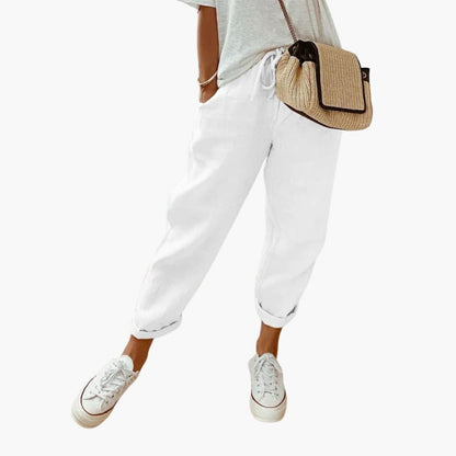 Women's Relaxed Fit Summer Trousers With Drawstring Waist-Jivoca