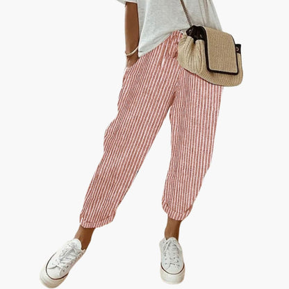 Women's Relaxed Fit Summer Trousers With Drawstring Waist-Jivoca
