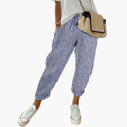 Women's Relaxed Fit Summer Trousers With Drawstring Waist-Jivoca