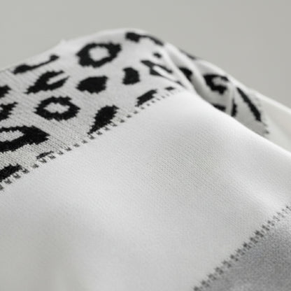 Women's Round Neck Leopard Print Knit Sweater-Jivoca