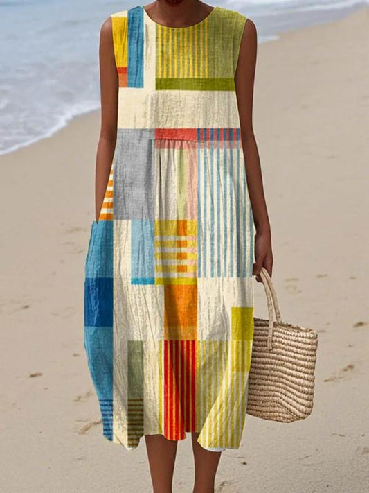 Women's Sleeveless Flowing Summer Dress-Jivoca