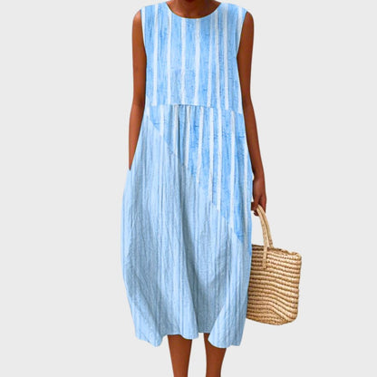 Women's Sleeveless Plaid Tiered Midi Dress-Jivoca