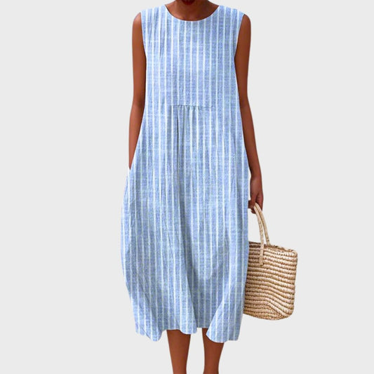 Women's Sleeveless Plaid Tiered Midi Dress-Jivoca
