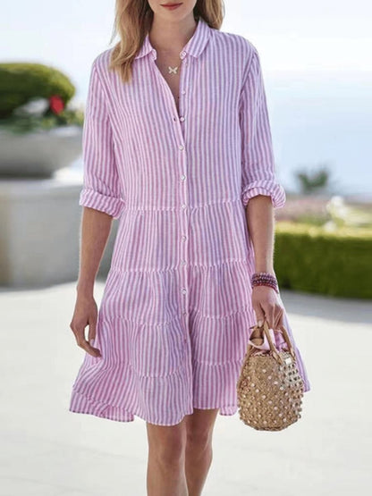 Women's Striped A-Line Summer Dress-Jivoca