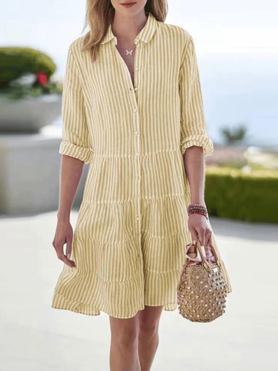 Women's Striped A-Line Summer Dress-Jivoca