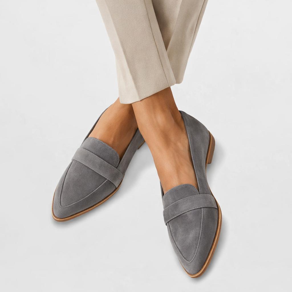 Women's Suede Loafers with Cushioned Footbed-Jivoca