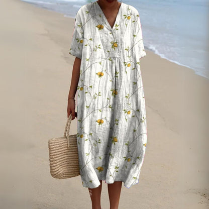 Women's Summer Multicolour V-Neck Dress-Jivoca