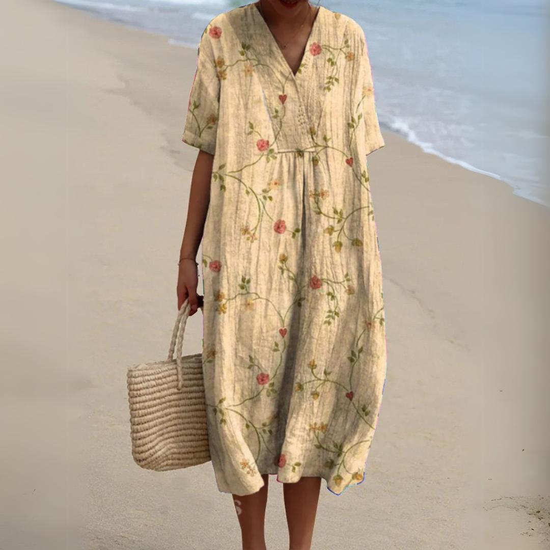 Women's Summer Multicolour V-Neck Dress-Jivoca