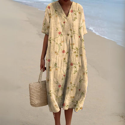 Women's Summer Multicolour V-Neck Dress-Jivoca