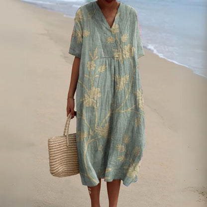 Women's Summer Multicolour V-Neck Dress-Jivoca