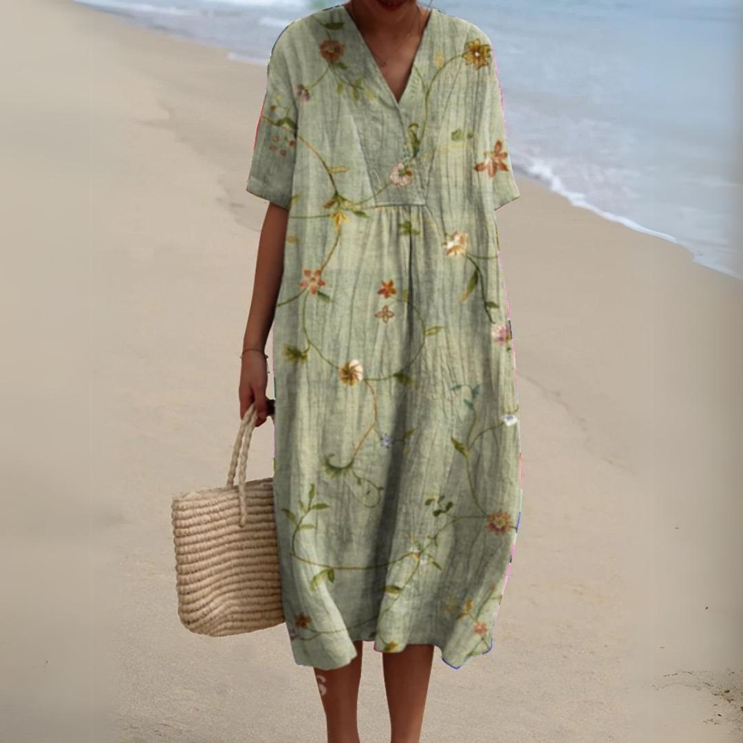 Women's Summer Multicolour V-Neck Dress-Jivoca