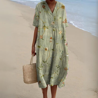 Women's Summer Multicolour V-Neck Dress-Jivoca