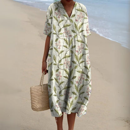 Women's Summer Multicolour V-Neck Dress-Jivoca