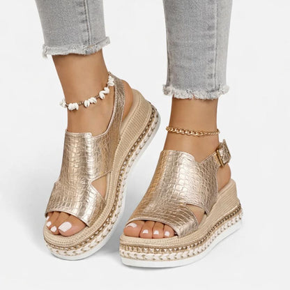 Women’s Summer Wedge Sandals With Cushioned Footbed and Adjustable Strap-Jivoca