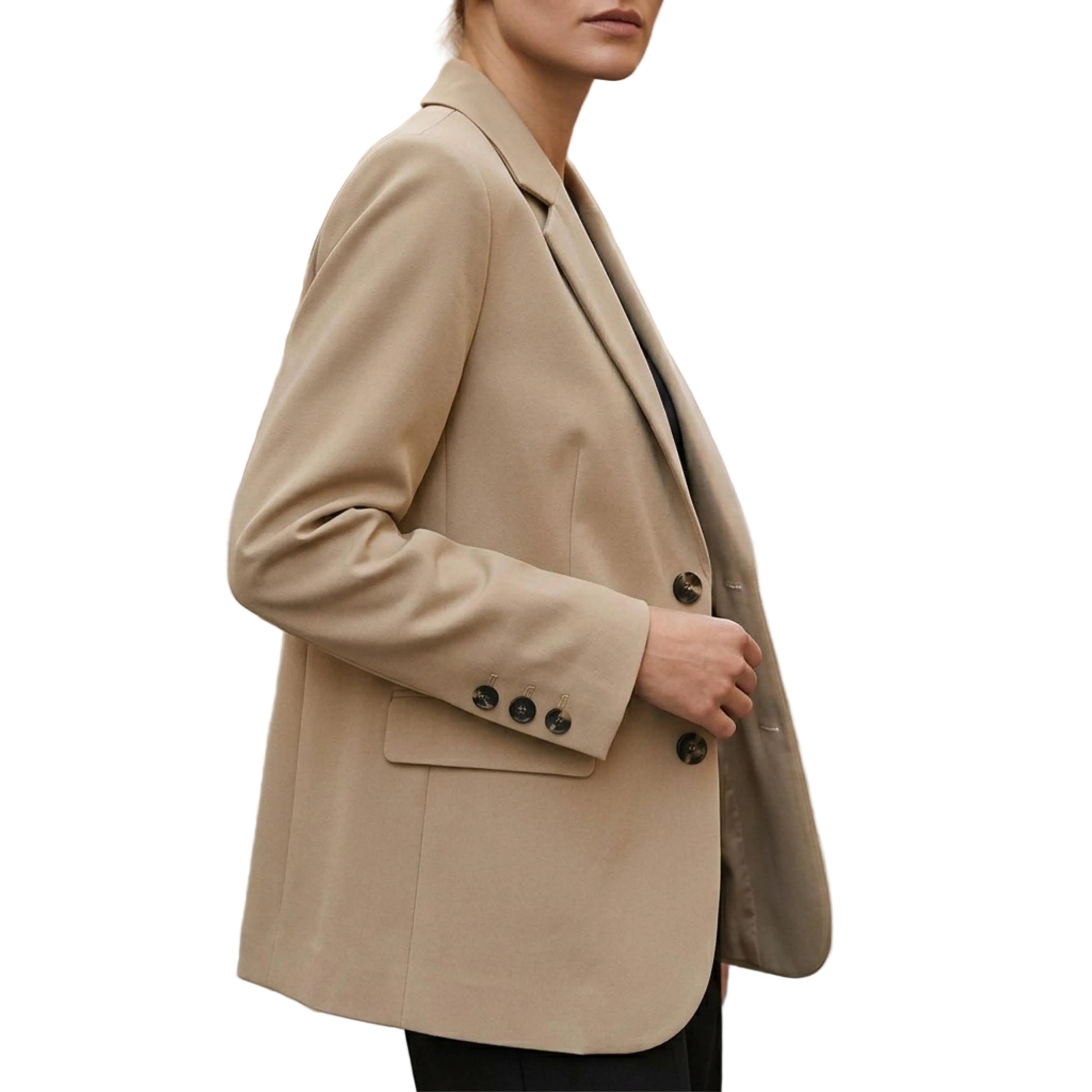 Women's Tailored Blazer With Notch Lapel And Long Sleeves-Jivoca