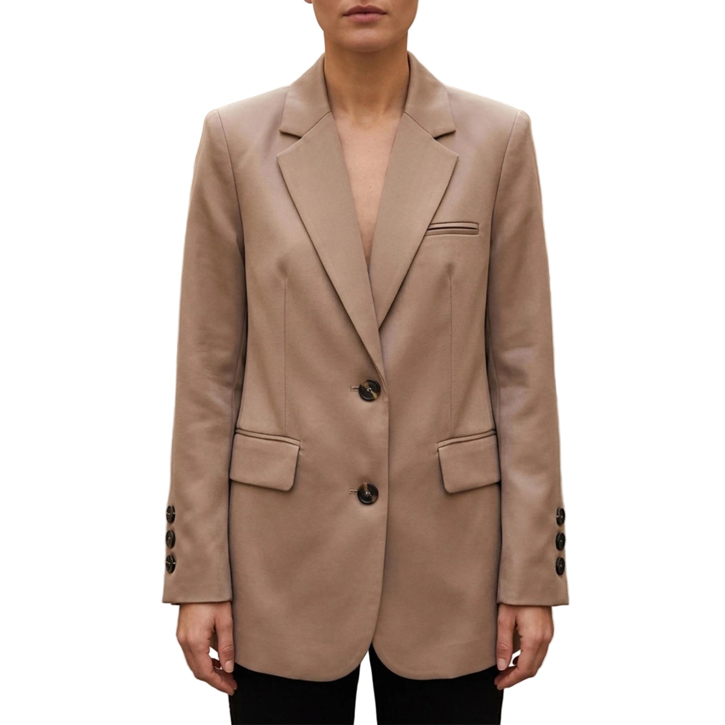 Women's Tailored Blazer With Notch Lapel And Long Sleeves-Jivoca