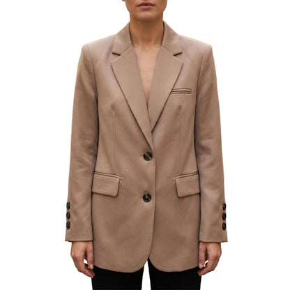 Women's Tailored Blazer With Notch Lapel And Long Sleeves-Jivoca