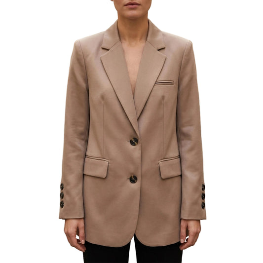 Women's Tailored Blazer With Notch Lapel And Long Sleeves-Jivoca