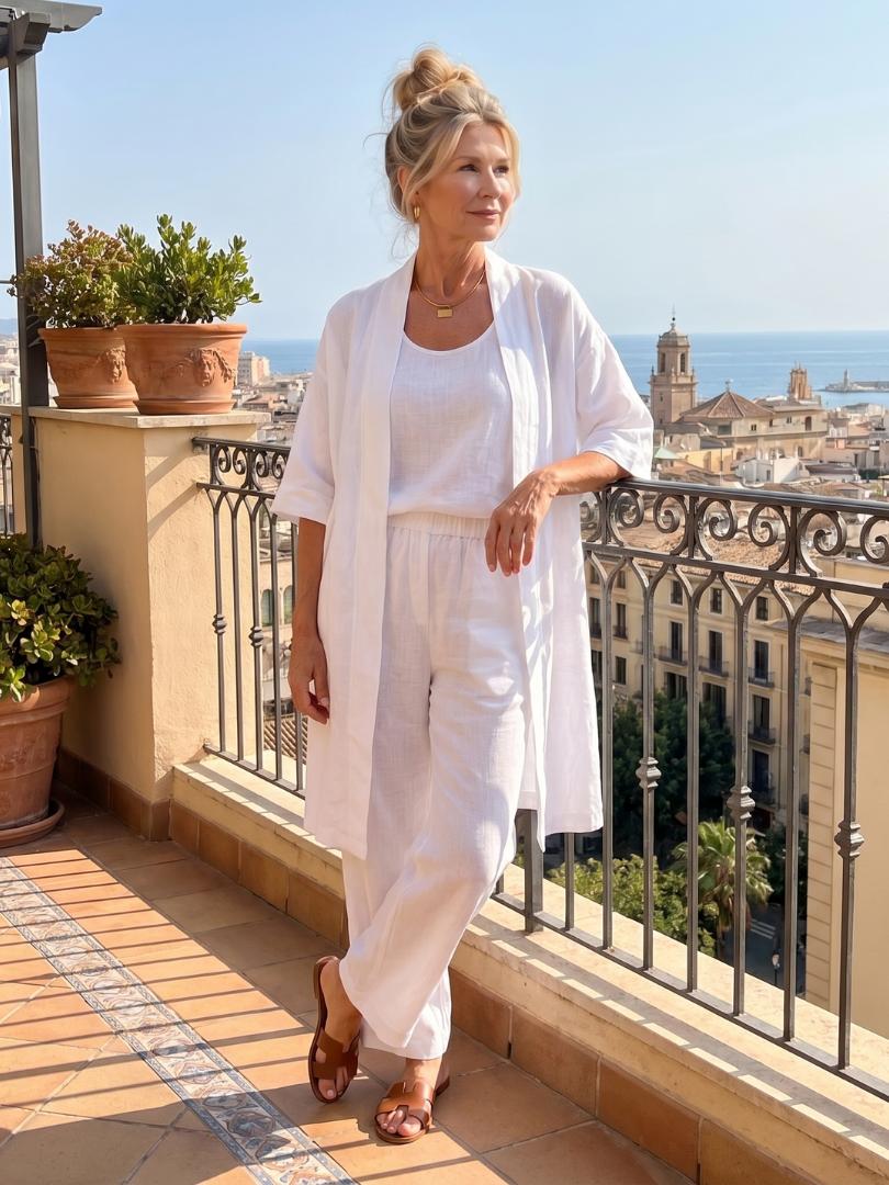 Women's Three-Piece Top and Wide-Leg Trouser Set-Jivoca
