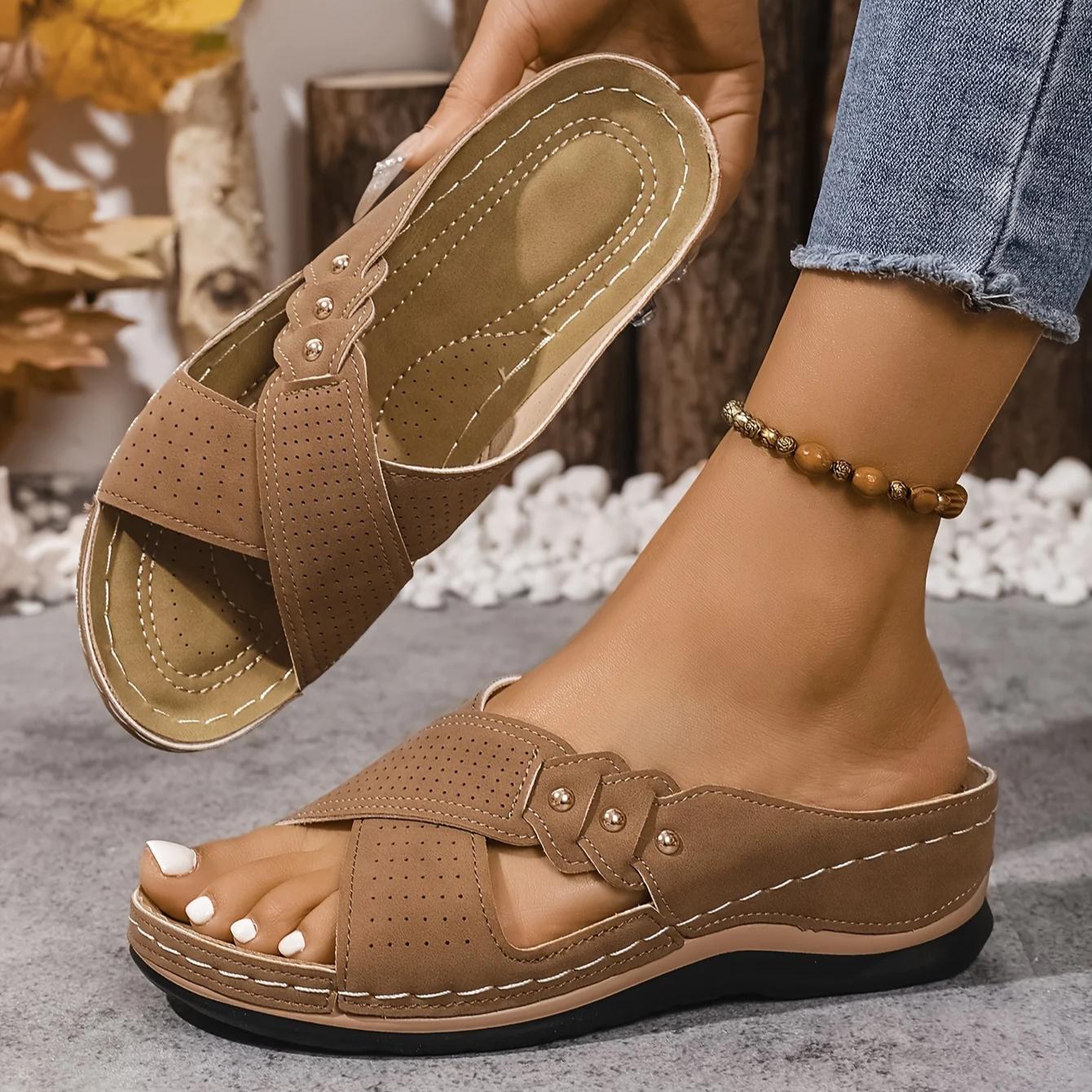 Women's Wedge Sandals with Cushioned Footbed-Jivoca