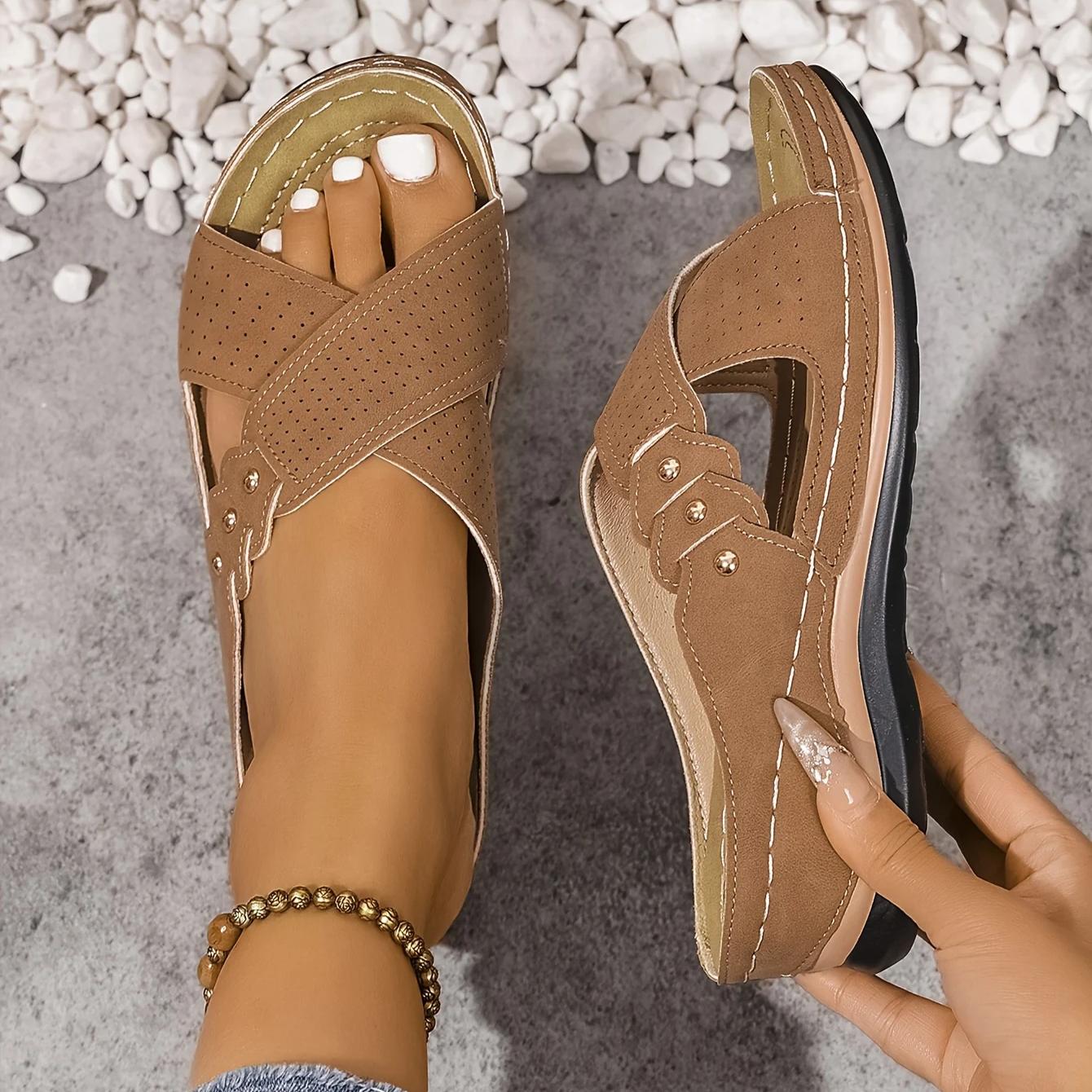 Women's Wedge Sandals with Cushioned Footbed-Jivoca