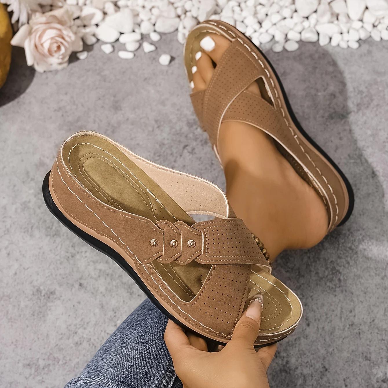 Women's Wedge Sandals with Cushioned Footbed-Jivoca