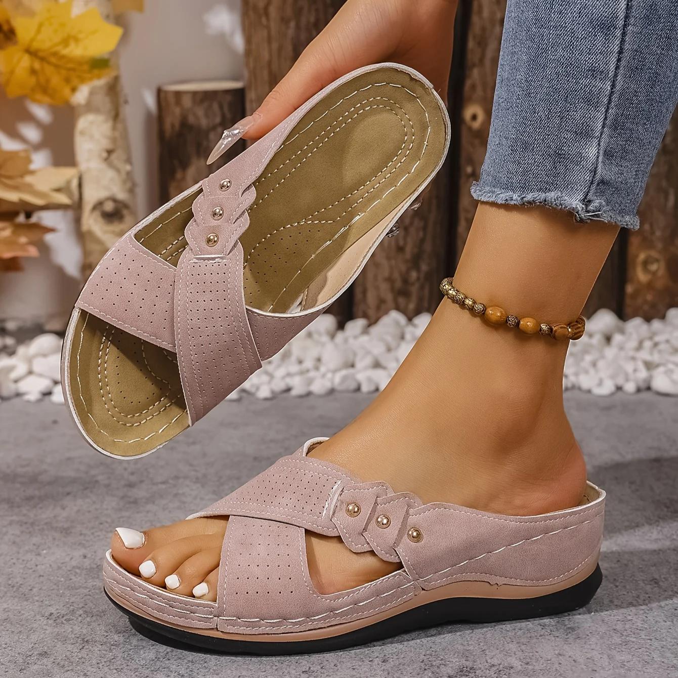 Women's Wedge Sandals with Cushioned Footbed-Jivoca