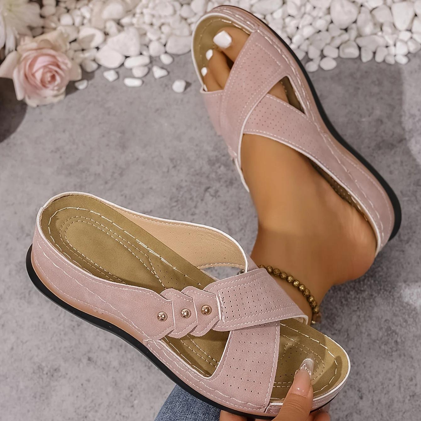 Women's Wedge Sandals with Cushioned Footbed-Jivoca
